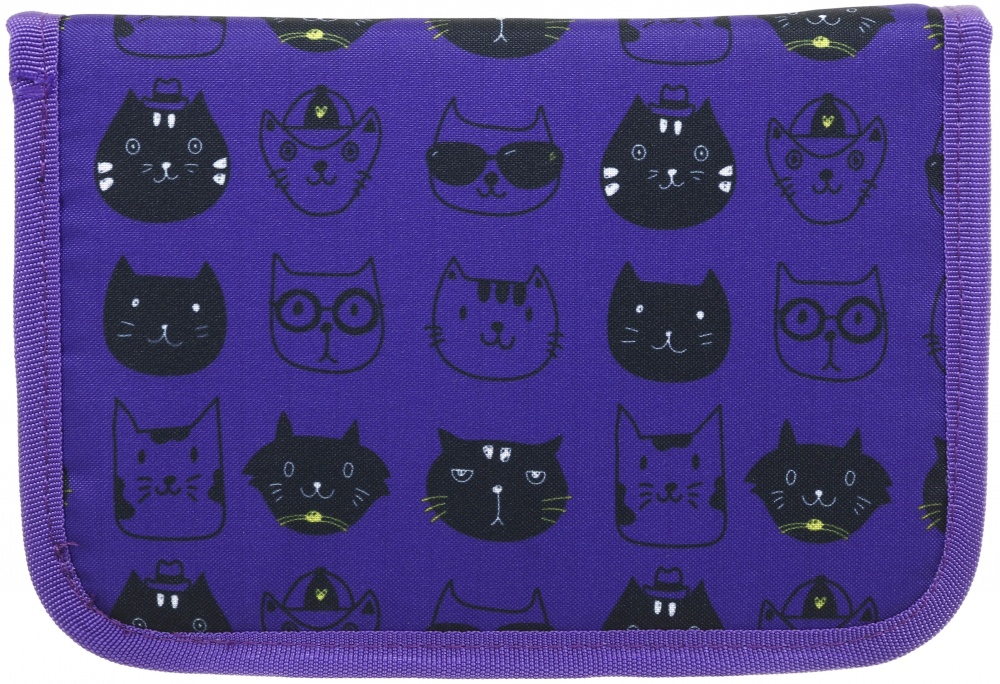 Пенал школьный Cats Nota Bene фиолетовый с рисунком