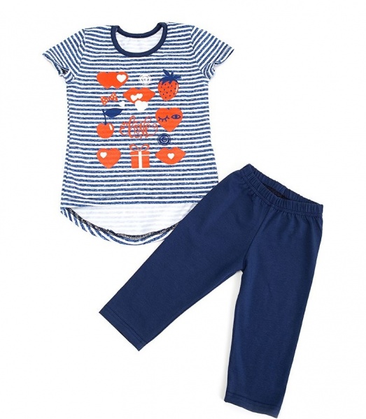 Комплект для дівчаток Маленькие люди Смужка р.122–128 синій 