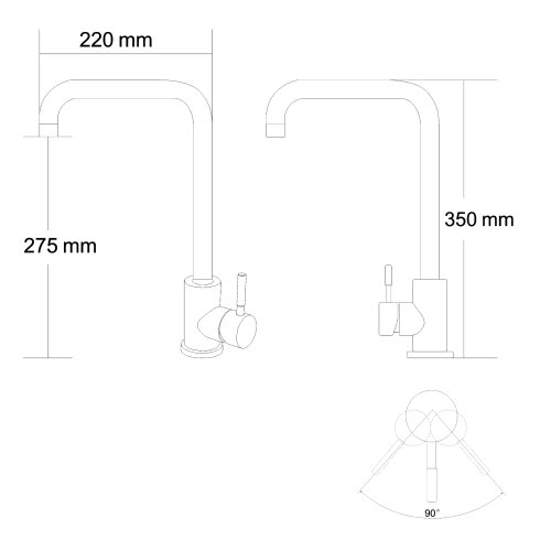 Змішувач для кухні RJ RAINBOW Г-вилив, чорний