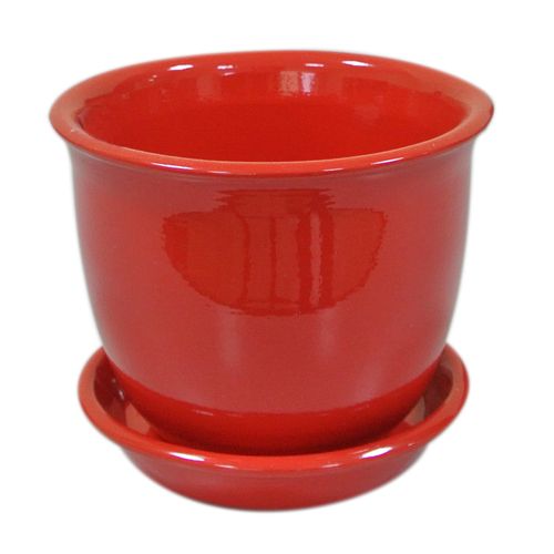 Горшок керамический Ориана-Запорожкерамика Классик глянец круглый 0,5л красный 