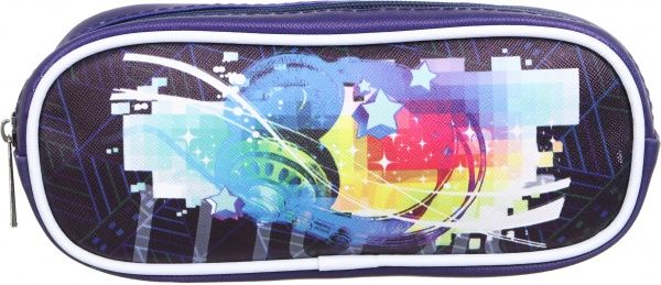 Пенал школьный Наушники синий с рисунком