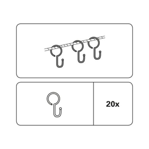 Гачки Gardinia для струнних карнизів набірний d20 мм нікель 20 шт. 