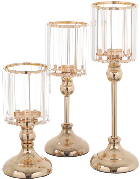 Подсвечник для широкой свечи Золото 12х12х37 см