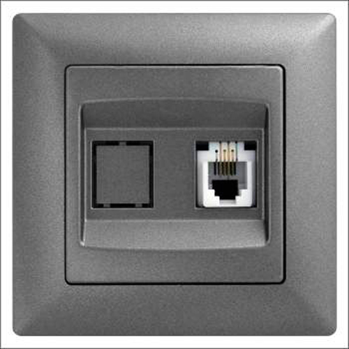 Розетка телефонна Gunsan Visage IP20 темно-сірий металік VS 28 17 120