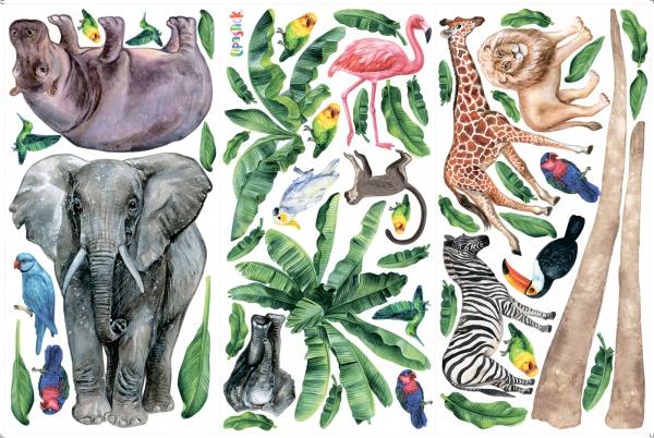 Стікери-патерни Lipastick Тропічні тварини 120х80 см 1508211