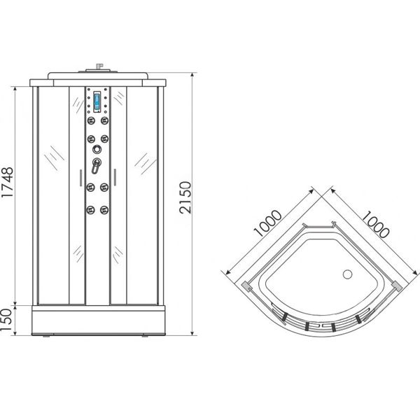 Гидромассажный бокс Erlit ER4509P-C3 900х900х2150