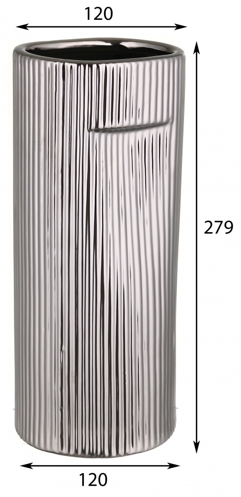 Ваза керамическая Pinsung Ceramics Nooka 27,5 см серебряная матовая PS33412