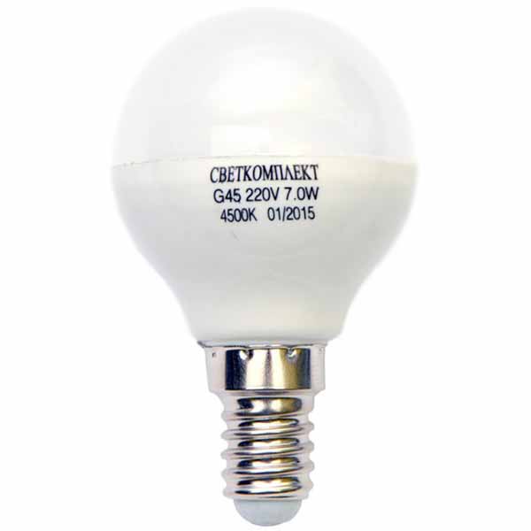 Лампа LED Светкомплект G45 A 7 Вт E14 холодный свет
