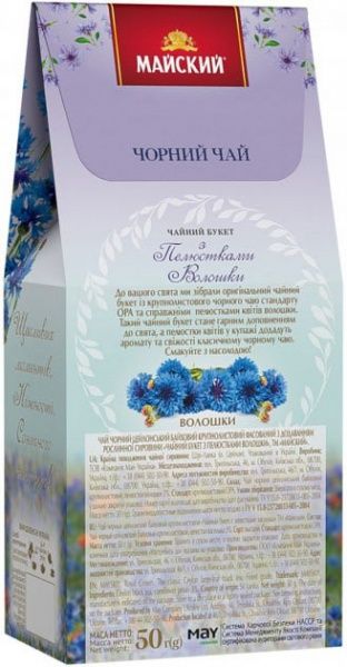 Чай черный Майский Чайный букет с лепестками василька 50 г 