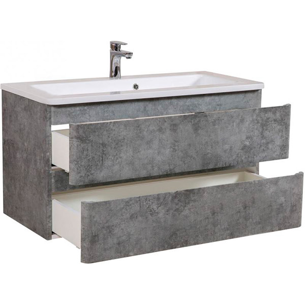 Тумба підвісна Aqua Rodos Акцент серый мрамор с умывальником Альфа 100