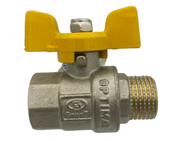 Кран шаровой Gross 15 ВН для газа 7-витковый бабочка