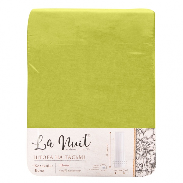 Штора BONA 150х280 оливковий La Nuit