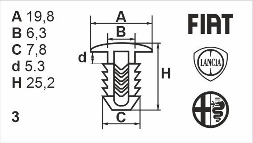 Клипса нажимная наружная (обшивка) Romix (10053)