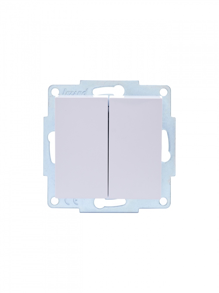 Выключатель двухклавишный Lezard Vesna белый 742-0288-101