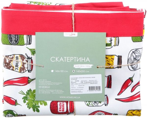 Скатерть Специи 140x220 см красный Homeline 