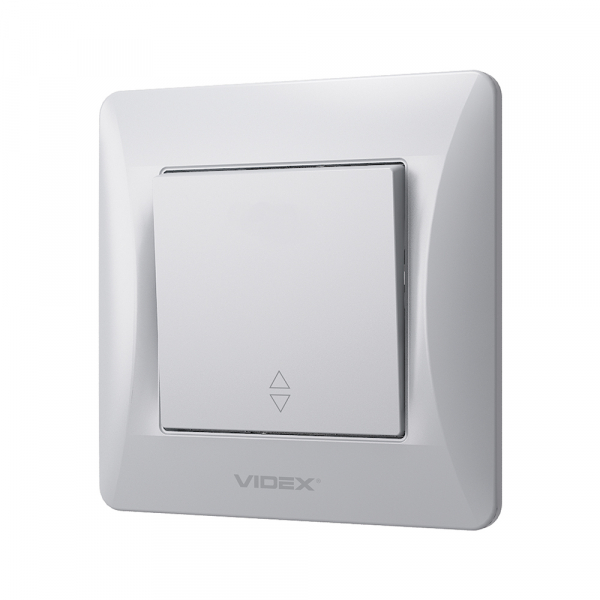 Выключатель проходной одноклавишный Videx Binera без подсветки серебряный шелк VF-BNSW1P-SS