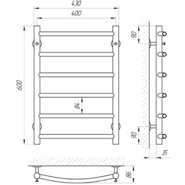 Рушникосушарка водяна Laris Класік П6 400х600 71207516