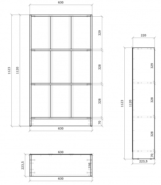 Стеллаж Грейд 1 Оптимал 1120х630х220 мм дуб сонома
