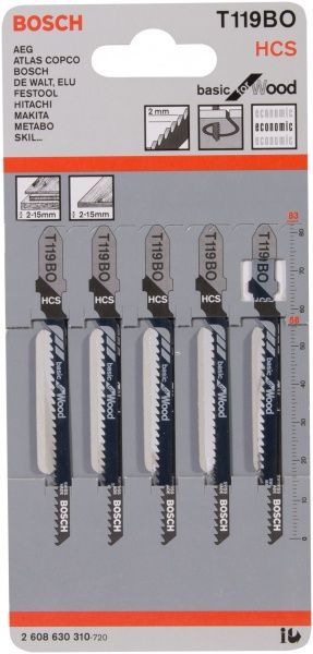 Пилочка для электролобзика Bosch T119BO 5 шт. 2608630310