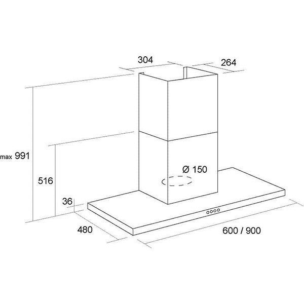 Вытяжка Pyramida HEF 22 inox/black 90 см