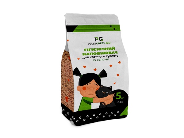 Наповнювач для котячого туалету PELLEGREEN BIO з соломи 5 кг 