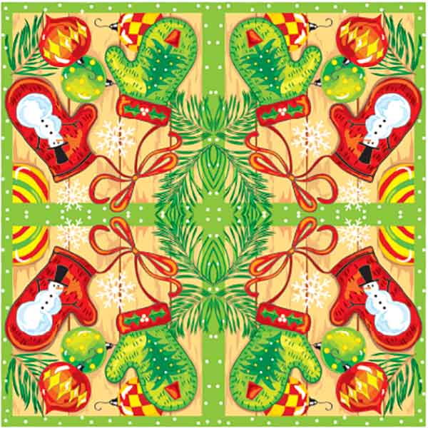 Салфетки столовые Luxy Новогодние перчатки 33х33 см 20 шт.