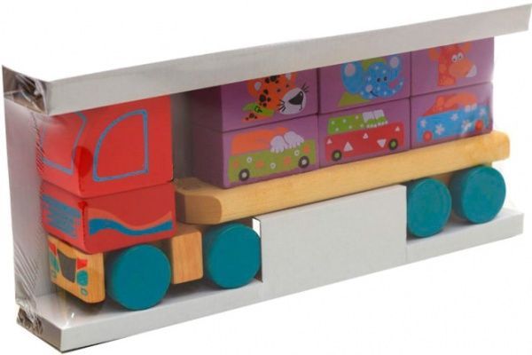 Игрушка деревянная Левеня Cubika Тягач с кубиками LM-14