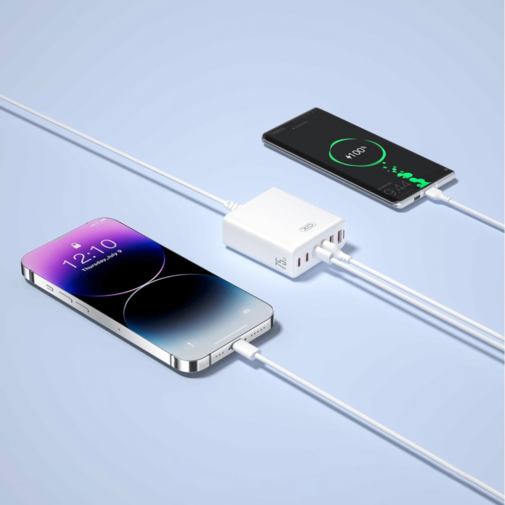 Сетевое зарядное устройство Xo L133 3хUSB-A, 3хUSB-C 75W White (L133.white)