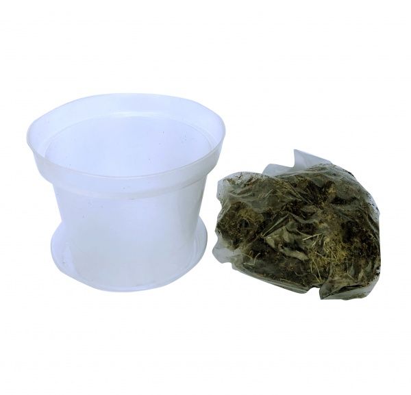 Кашпо декоративное для пересадки орхидеи с орхидейным субстратом и поддоном D150 круглый прозрачный 