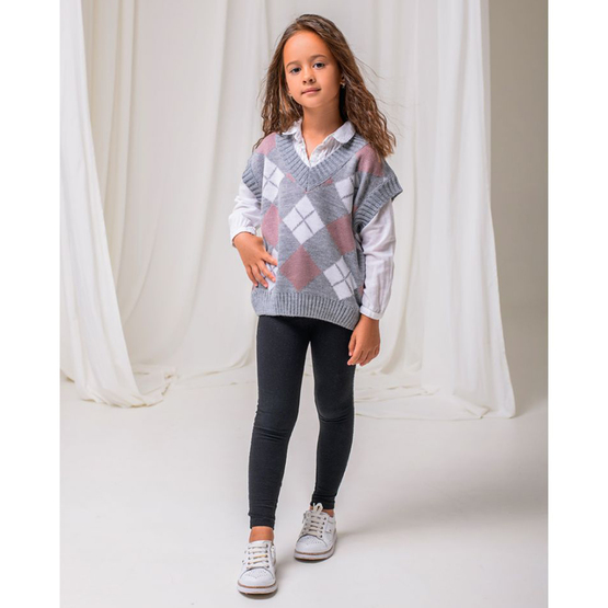 Жилет для девочки ART KNIT Ромб р.116 серый 26295 