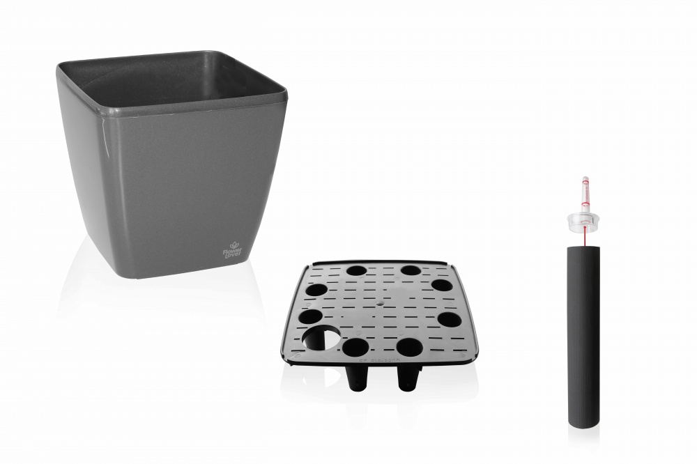 Вазон пластиковый Quadrato 18x18x17 квадратный черный 3 л Plastkon (239860)