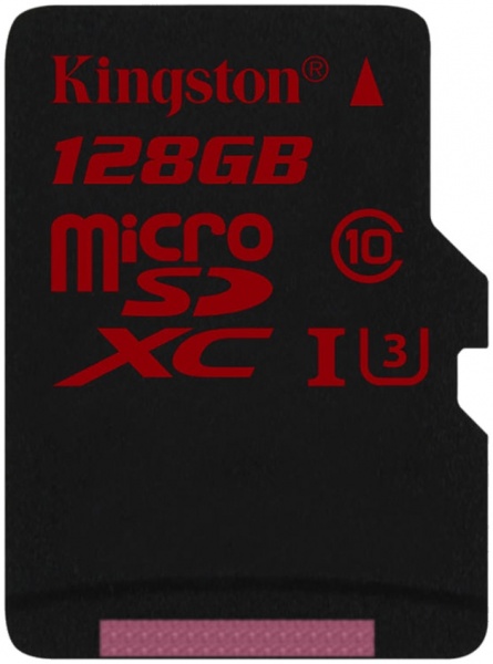 Карта памяти Kingston microSDXC C10 UHS-I U3 R90/W80MB/s 4K + SD адаптер 128GB (SDCA3/128GB)