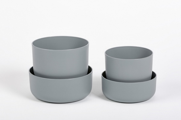 Вазон пластиковый Plastia с поддоном Tolita 16 см круглый 1,3 л серый (1707281620R) 