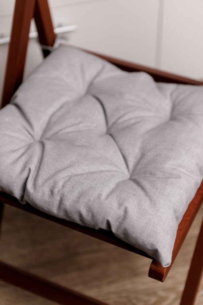 Подушка на стул 40х40 Листья серый однотон Прованс