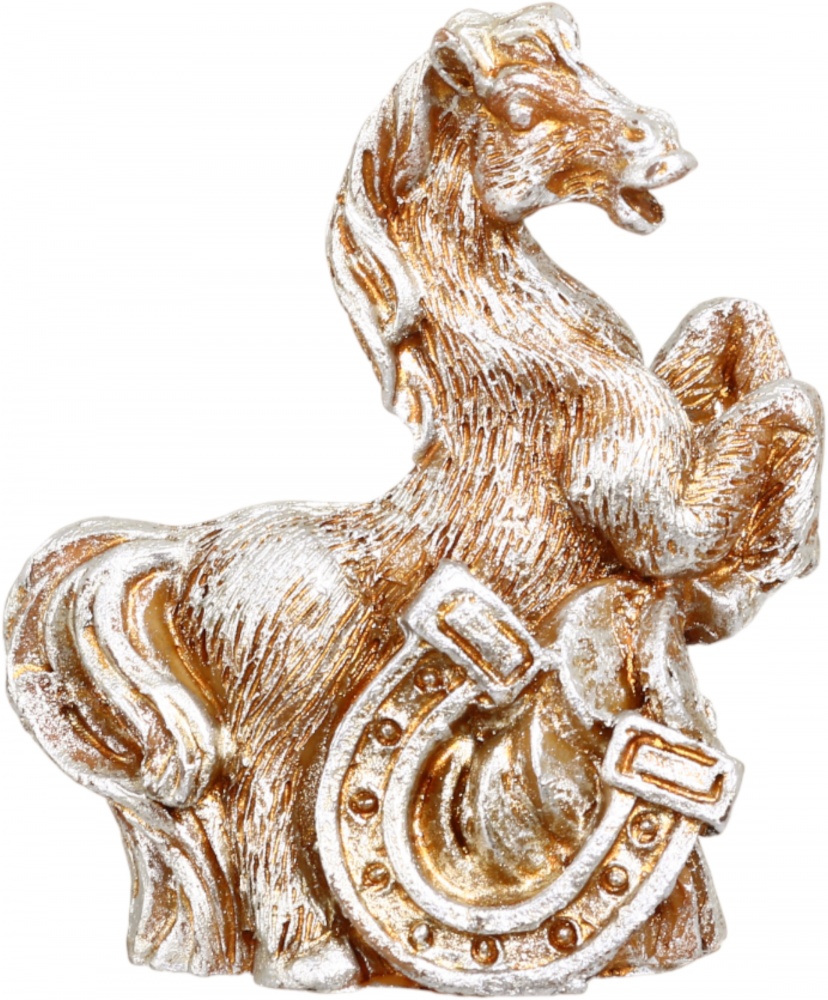 Сувенир новогодний кузнечик с подковой полигума золотой 5 см