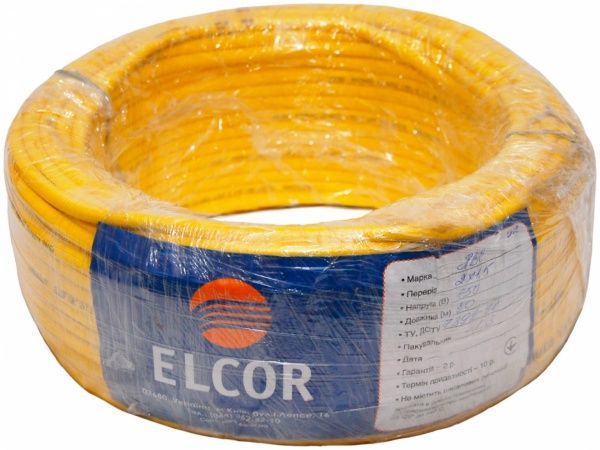 Кабель силовой многожильный Элкор ПВС 2х1,5 медь 