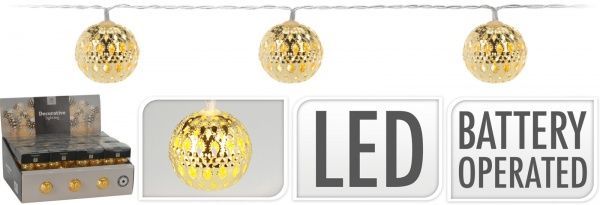 Електрогірлянда Кулі золоті з білим світінням вбудований світлодіод (LED) 10 ламп 1,8 м