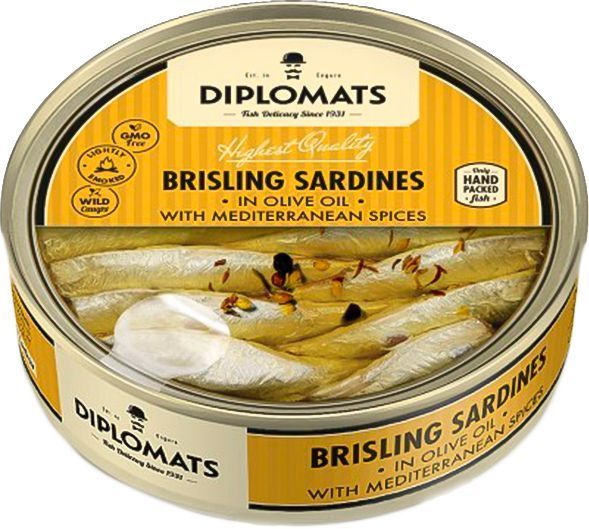Сардини ТМ Diplomats з середземноморськими спеціями підкопчені в оливковій олії (4750010000205) 160