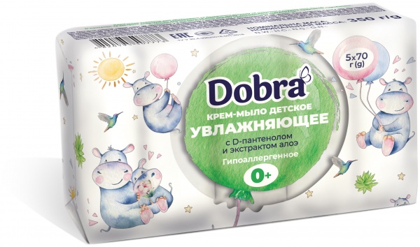 Мило дитяче Dobra з D-пантенолом та екстрактом алое (екопак) 70 г 5 шт./уп.