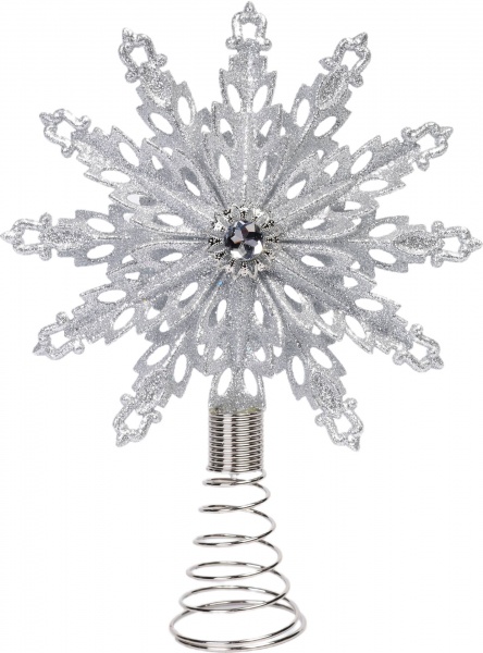 Верхівка для ялинки Сніжинка з присипкою 19 см матова в асортименті 