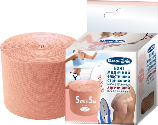 Бинт эластичный Білосніжка адгезивный 5x500 см телесный 1 шт.