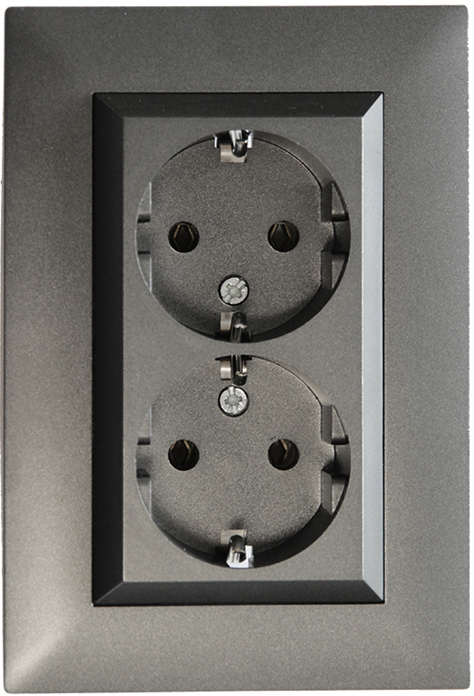 Розетка подвійна із заземленням Makel Rizz IP20 димчастий 88050082