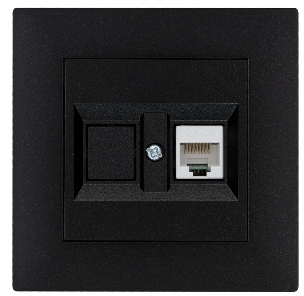 Розетка компьютерная двойная Makel Rizz IP20 черный матовый 88054035