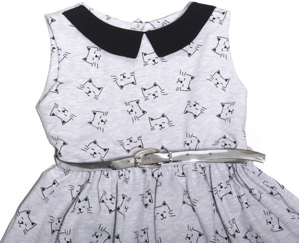 Сарафан для девочек Фламинго Котики р.116 серый с черным 896-428-4 