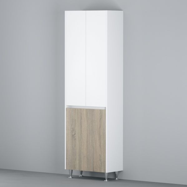 Пенал на ніжках AM.PM M91CRX0606WF38 GEM S з кошиком для білизни 60 см білий глянець/дерево