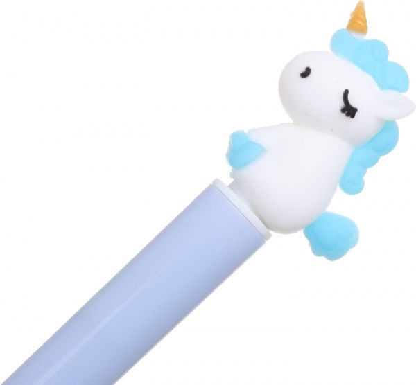Ручка гелевая Голубой единорог светится 