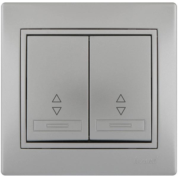 Выключатель проходной двухклавишный Lezard Mira без подсветки 10 А 250В IP20 серый 701-1010-106