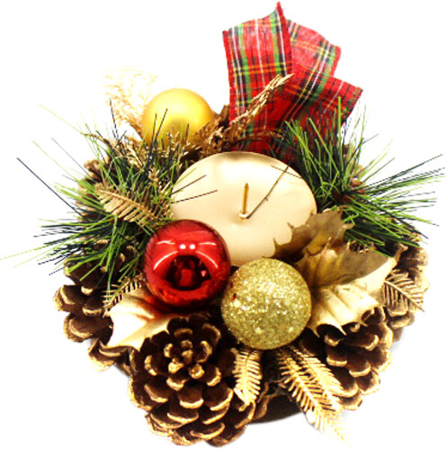 Свічник з шишками і листям 15 см Meizhou Huafu Trading