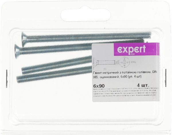 Винт метрический ЦБ DIN965 6x90 мм 4 шт Expert Fix