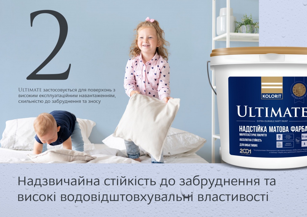 Фарба інтер'єрна латексна Kolorit Ultimate база А мат біла 9л 11,52кг